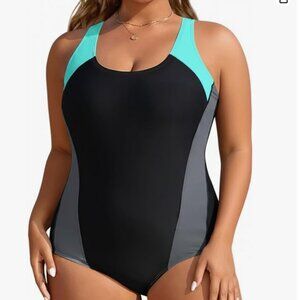 Women's Bathing Suit Athletic Tummy Control Slimming One Piece Swimsuit